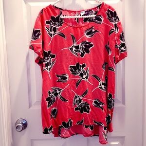 Old Navy Coral Pink Blouse with Floral Pattern